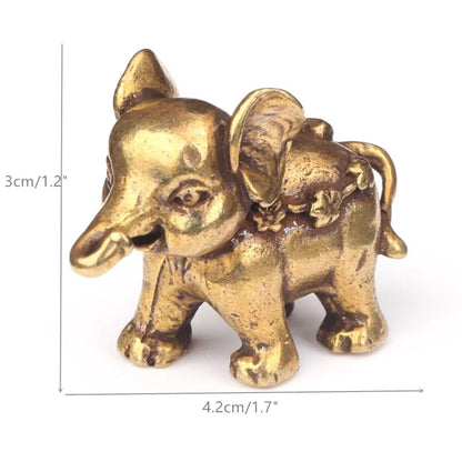 Antique Bronze Minature Elephant Figurines Tea Pet Table Ornament Decorations Solid Copper Animal Crafts Home Decor Living Ro