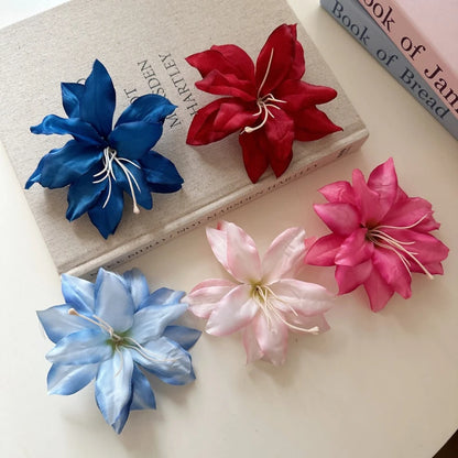 Retro Lily Flower Hairpin Valentine Headwear Girl Aesthetic Side Clip Hair Accessories Artificial Floral Hair Clip Festival G