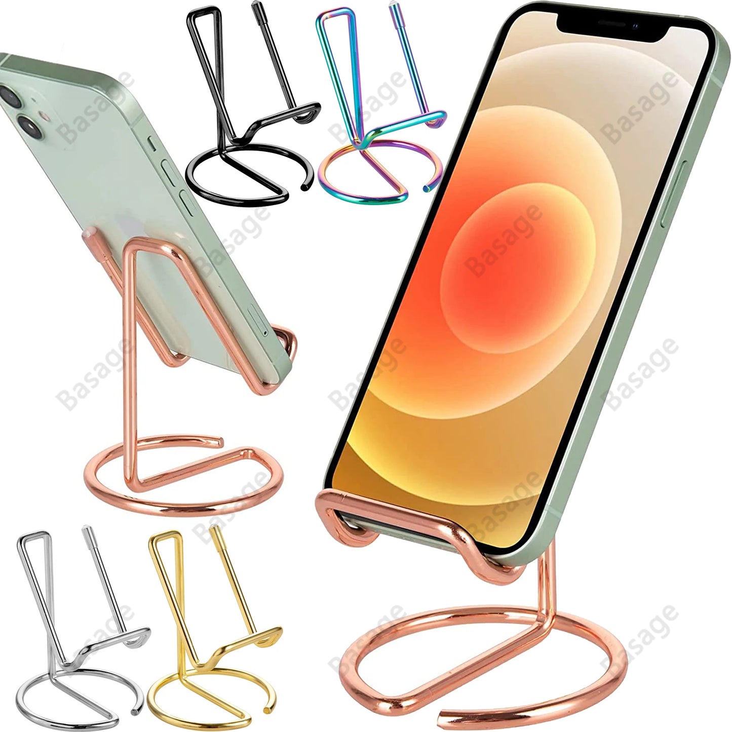Cell Phone Stand for Desk, Business Card Holder,Cute Metal Cell Phone Stand, Metal Wire Cellphone Cradle Dock for Phone Table