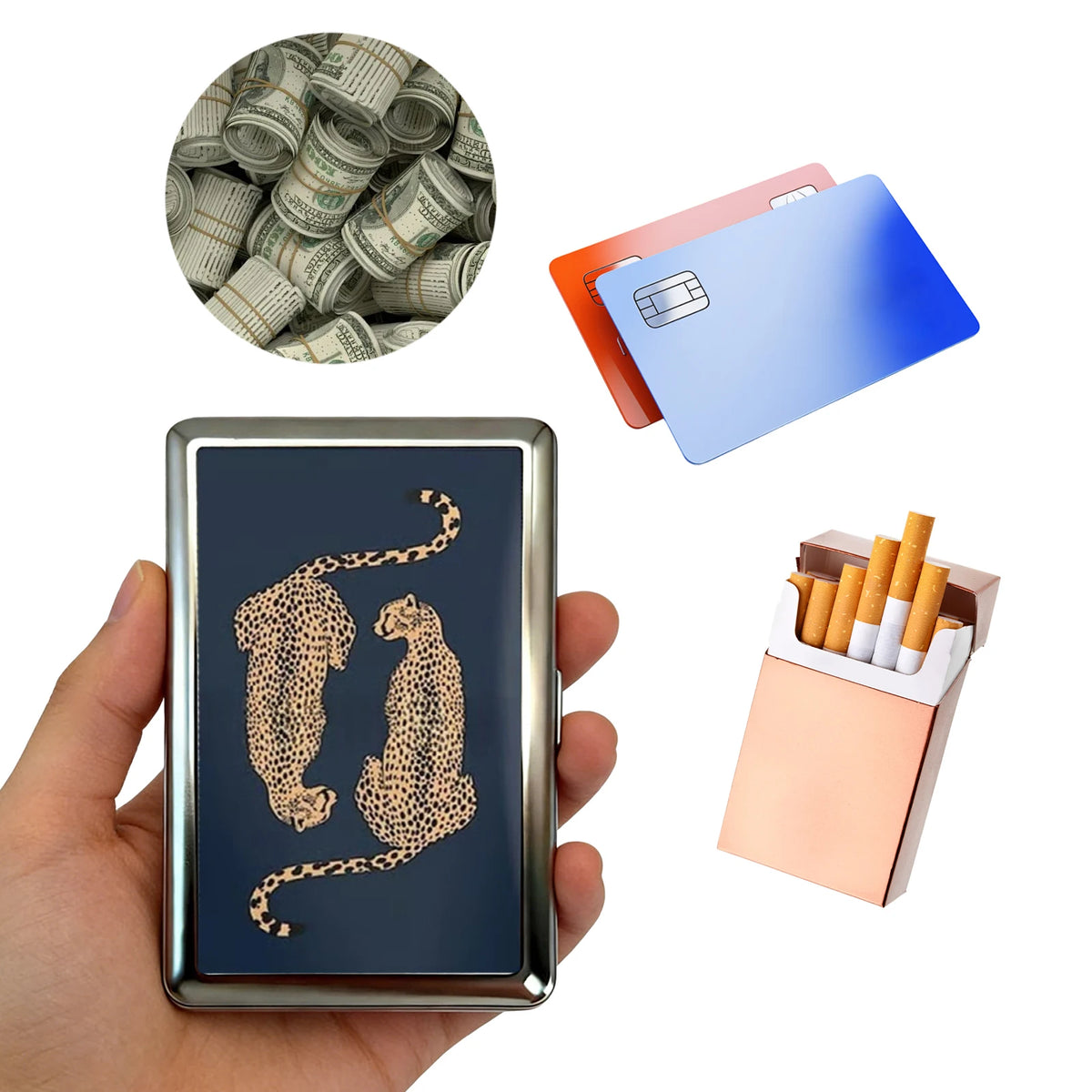 Vintage-Style Vintage Card Case Art Deco Design Metal Material Metal Case Easy Snap Multifunction Cash Case Business Card Hol