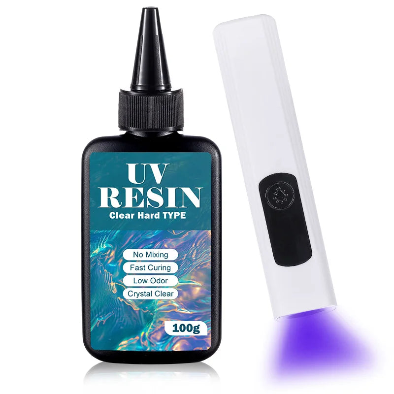 UV Resin Kit with Light Upgraded Hard Type Crystal Clear Ultraviolet Curing UV Resin for Craft DIY Jewelry Making Molds Casti