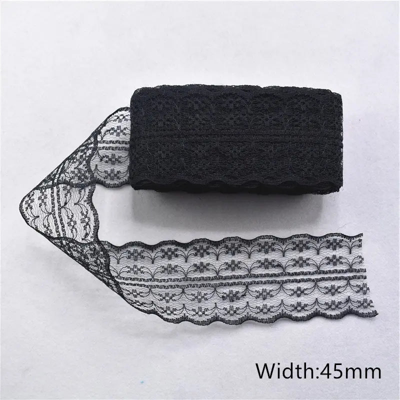 Lace Trim 10 Yards, Black Lace Ribbon for Sewing, Vintage Lace Trim for DIY Crafts, Planner Decorating, Fabric Accent Wide 14