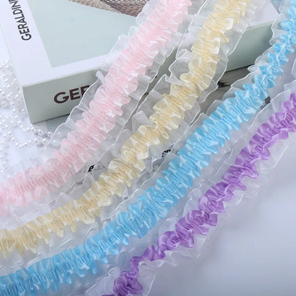 New 4cm Wide Pleated Lace Fabric Ita Bag Decorative Cute Lolita DIY Sewing Satin Ruffle Trim Ruffle Applique Clothes Bag Deco