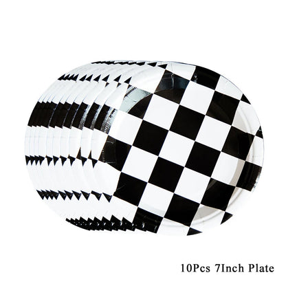 Checkered Race Car Party Black White Checkered Flag Tablecloth Road Tablecloth Racetrack TableCover Racing Birthday Party Dec