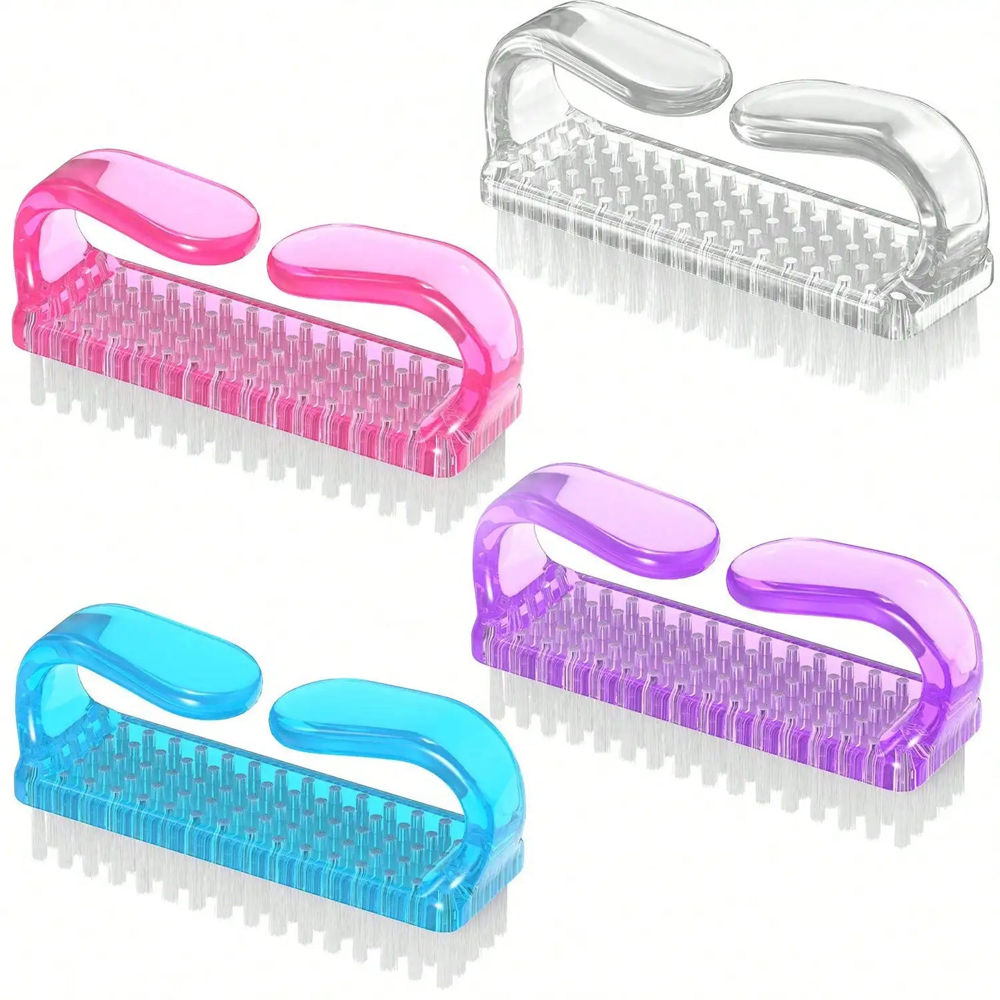 4pcs/Set Nail Art Tools Kit With Large Nail Polish Brush, Dust Brush, Cleaning Brush And Cuticle Pusher - Multicolor
