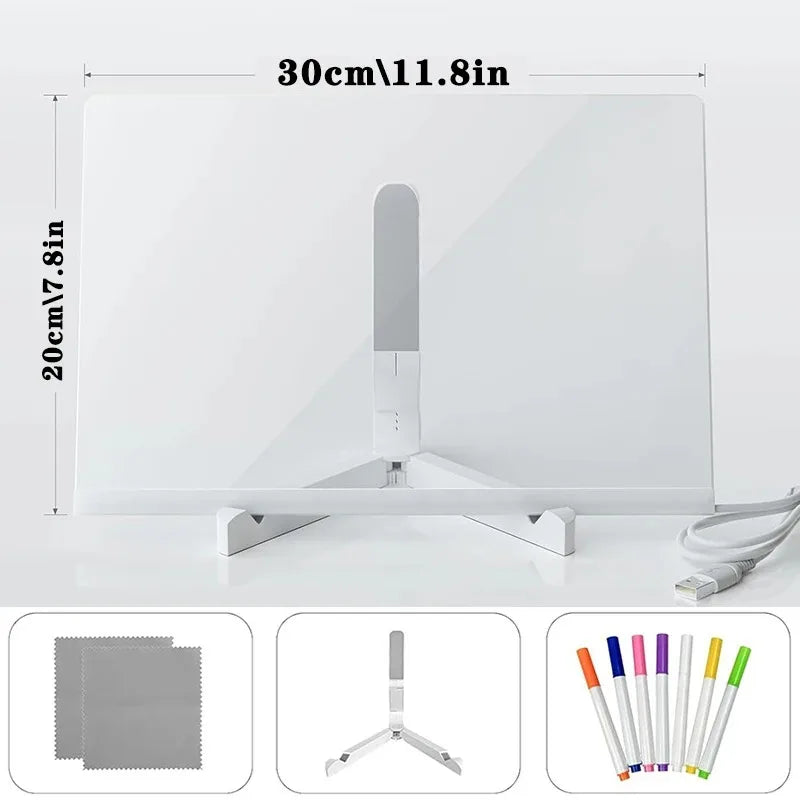 With 7 Colorful Pens Erasable DIY Children's Glowing Board LED Light Up Acrylic Message Board For Kids Birthday Christmas Gif