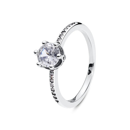 Original 925 Sterling Silver Ring Love Heart Pave CZ Crystal Stackable Rings For Women Wedding Engagement Birthday Gift Jewel