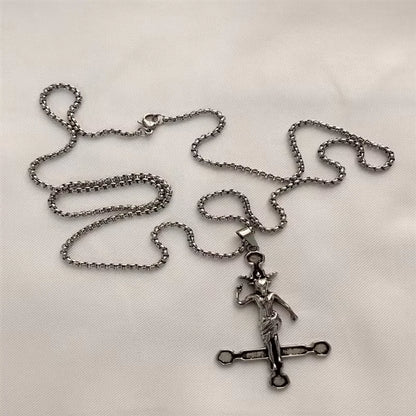 Vintage Cross Pendant Necklace Unisex Versatile Simple Long Sweater Chain Hip Hop Accessory