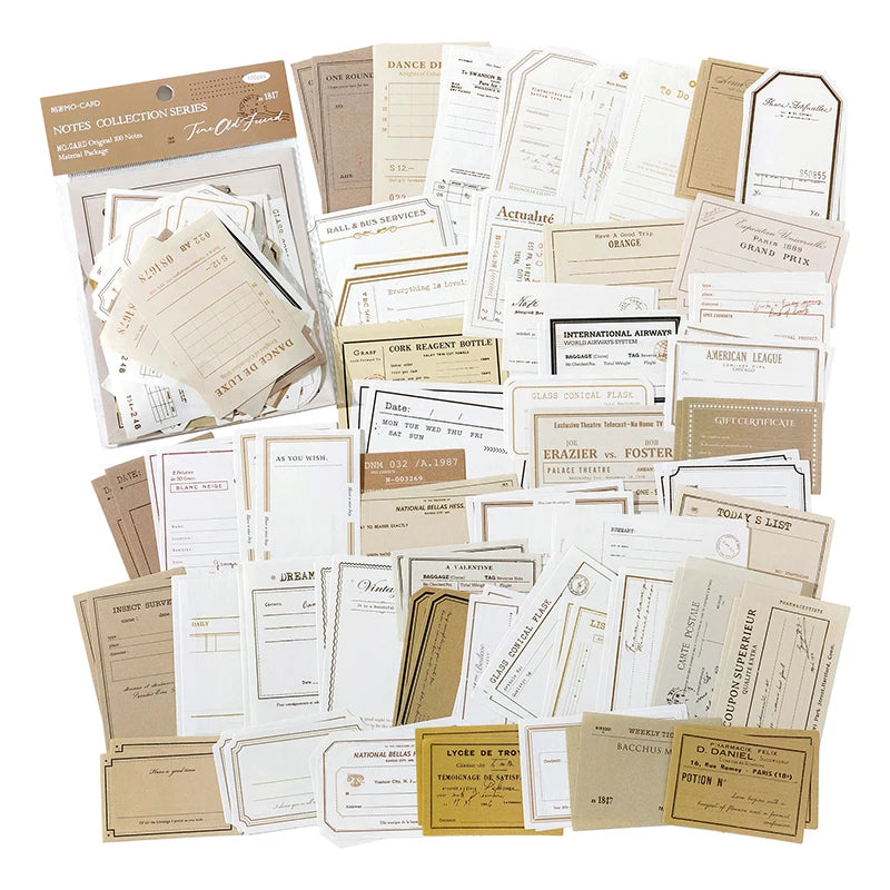 100Pcs/Pack Vintage Notes Material Writable Paper Perfect for Journal DIY Scrapbooking Supplies Stationery - C