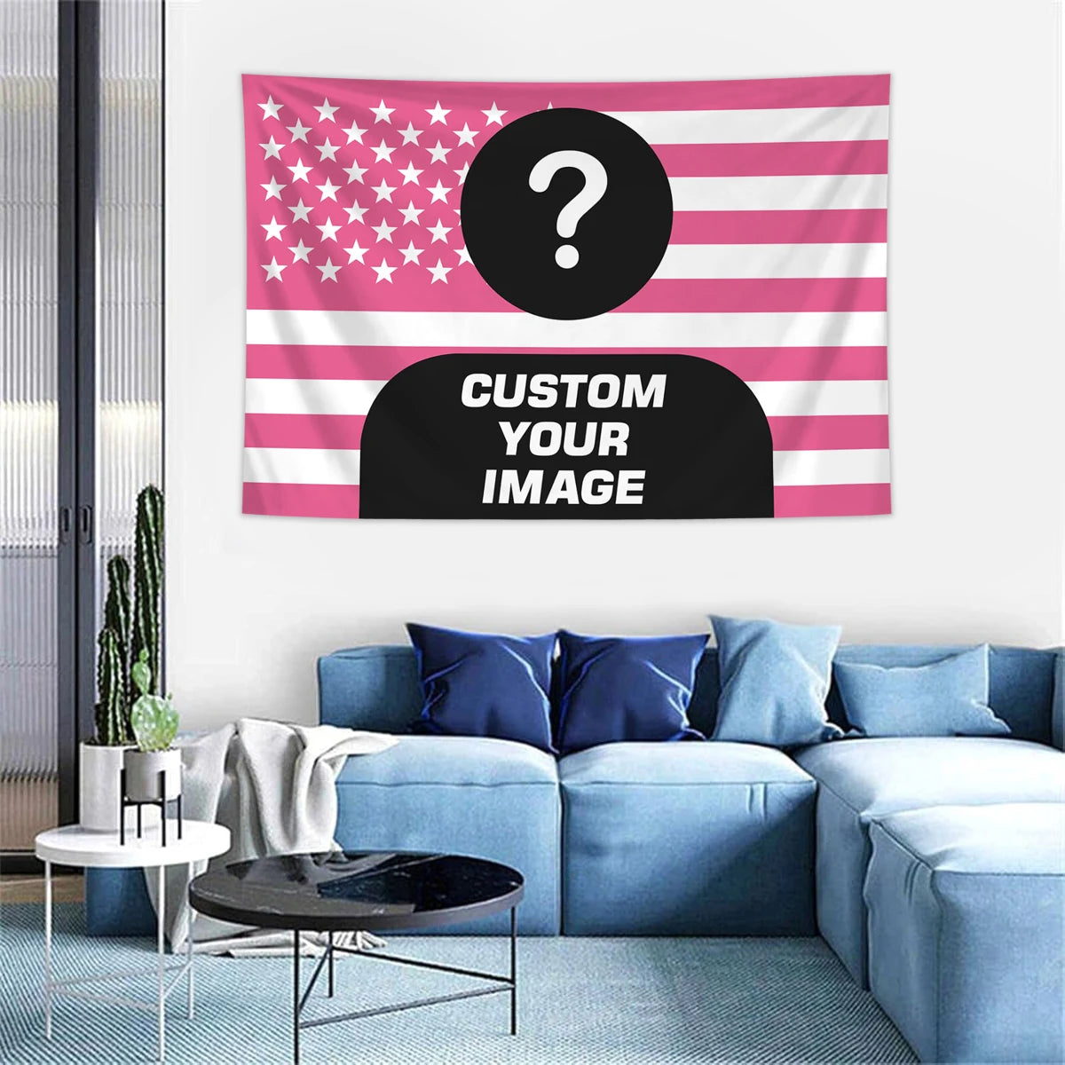1pc Personalized photo customized American flag tapestry, room decoration banner tapestry customized for family, pets, idols