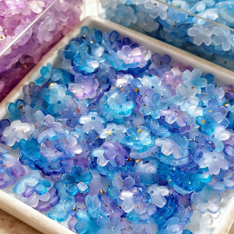 100Pcs/lot 10mm Colorful Flower Acrylic Spacer Beads For Jewelry Making DIY Bracelet Necklace Accessories