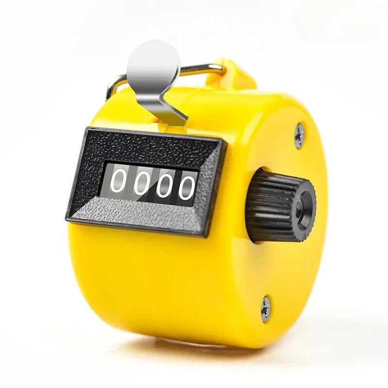 Handheld 4 Digital Tally Counter Mechanical Manual Palm Clicker Number Count Assorted Tally Counter Number Count - YELLOW