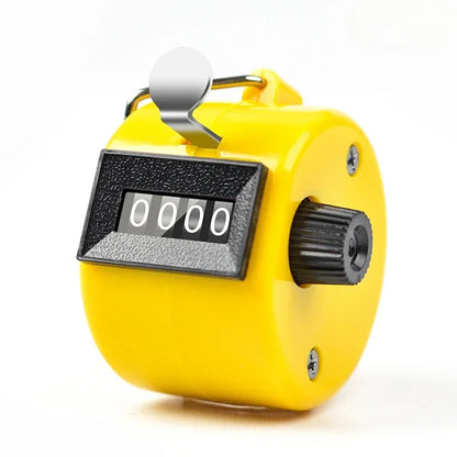 Handheld 4 Digital Tally Counter Mechanical Manual Palm Clicker Number Count Assorted Tally Counter Number Count - YELLOW