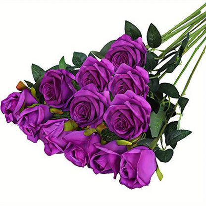 12pcs Realistic Artificial Rose Bouquet for Weddings, Birthdays, and More for Floral Arrangements and Home Decor