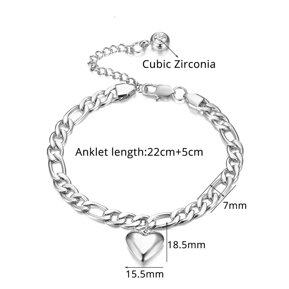 Anklet For Women Gold Color Stainless Steel Cuban Link Ankle Bracelets Summer 2024 Fashion Leg Chain Beach Foot Jewelry Anckl