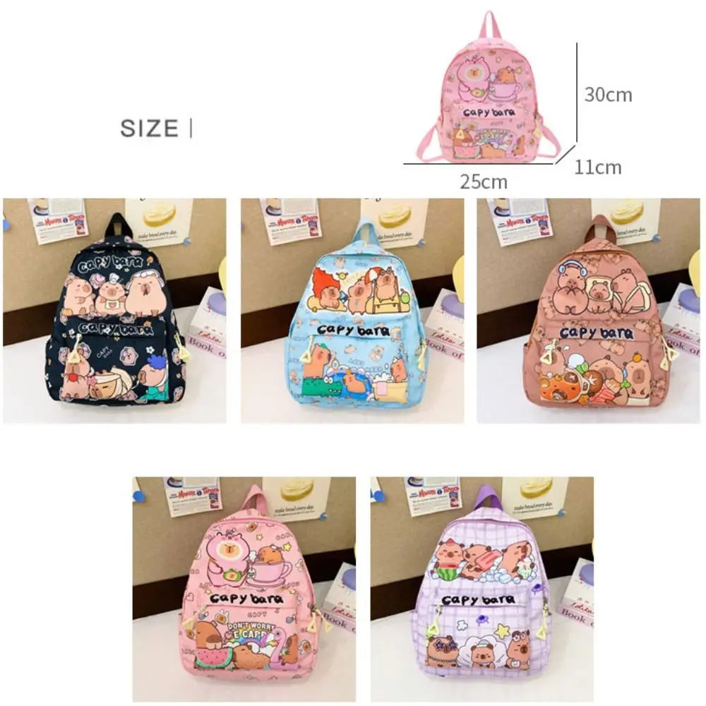 Cute Large Capacity Capybara Backpack Cartoon Breathable Student Schoolbag Nylon Ultra-light Book Bag Back to school Women Gi