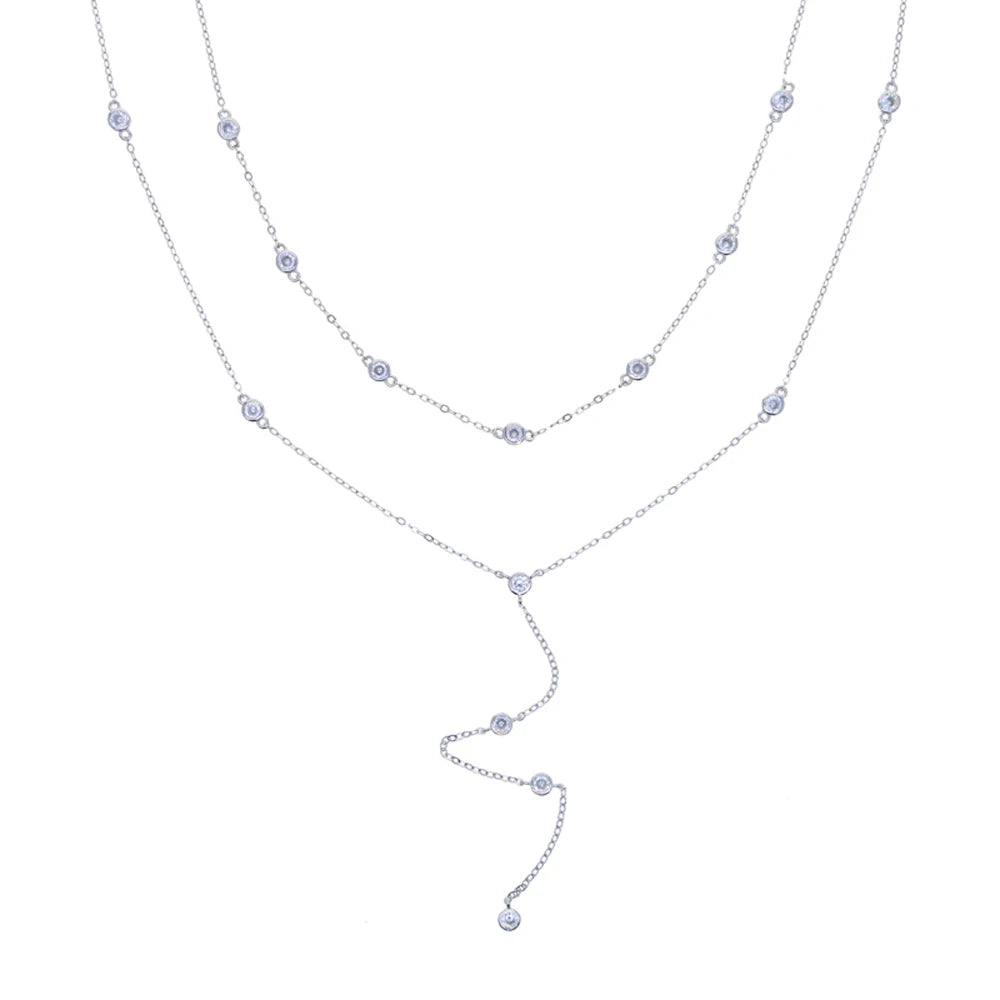 2026 New Fashion Lariat Layering Necklace for Women Double Laryered Long Chain Drop Pendant Choker Necklaces Fashion Gifts - 