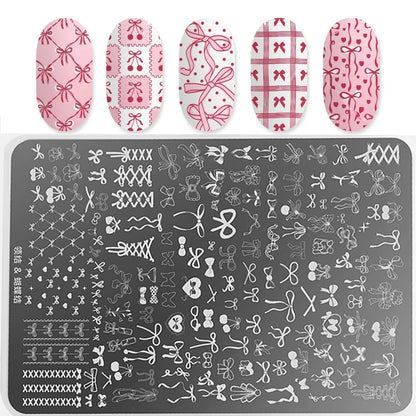 Bowknot Patterns Nail Stamping Plates 14.5*9.5cm Template Stencils Nail Art Stamper Kawaii Bow Image Plate Manicure Tools