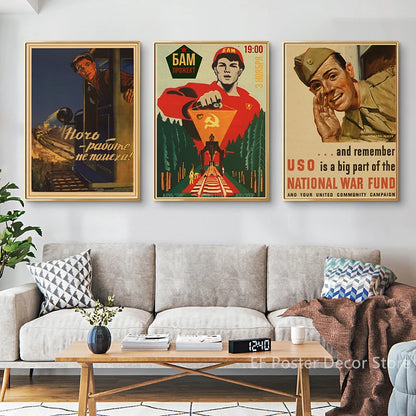 Buy Three Get Four USSR CCCP Russian Stalin Portrait Poster Prints Vintage Home Room Art Wall Decoration Soviet Retro Paintin
