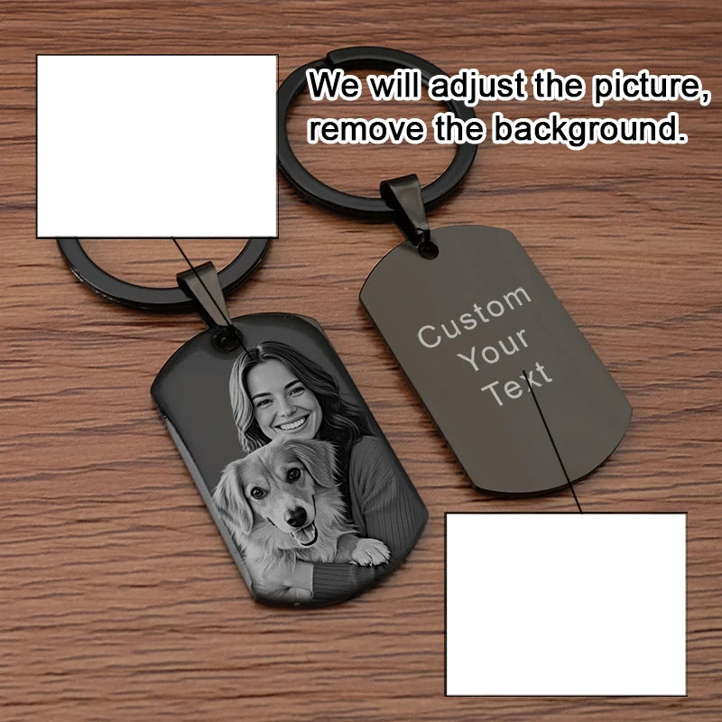 Custom Photo Keychains Couple Souvenir Gifts for Men Unisex Pet Keychains Personalized Keepsakes - Black keychain