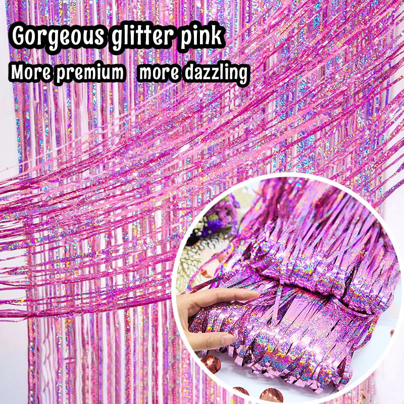 Top Matte Birthday Party Decoration Backdrop Foil Tassel Fringe Curtain Kids Adult Photo Booth Baby Shower Wedding Matte Drap