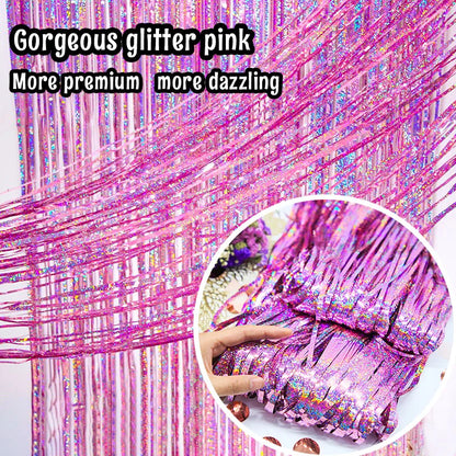 Top Matte Birthday Party Decoration Backdrop Foil Tassel Fringe Curtain Kids Adult Photo Booth Baby Shower Wedding Matte Drap
