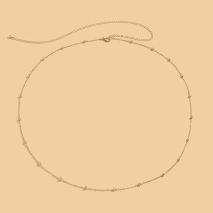 Fashion Double Layer Beaded Waist Chain for Women Simple Gold Color Metal Cross Round Bead Body Chain Bikini Jewelry Acessori