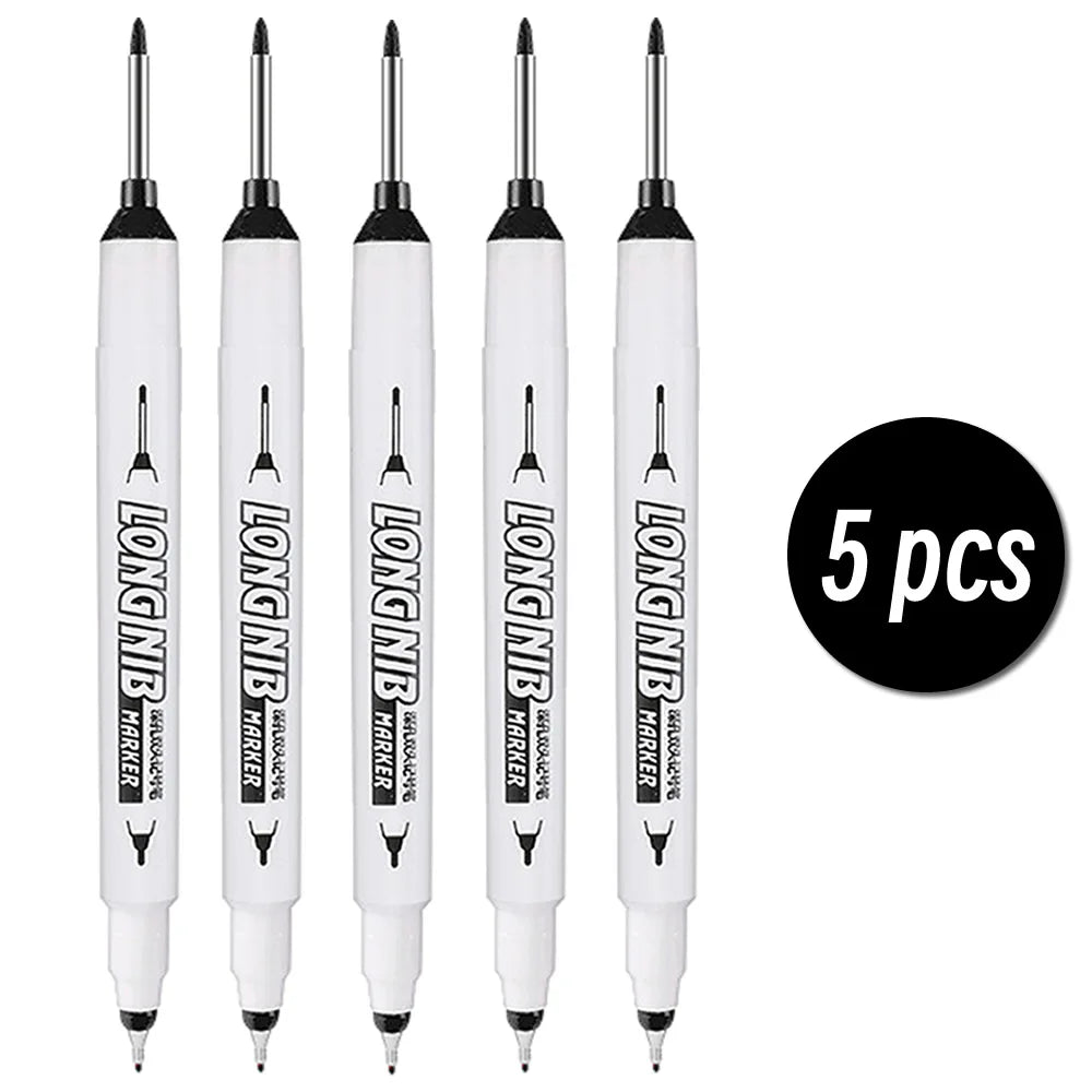 20mm Double-Tip Deep Hole Long Head Nib Markers For Metal Pen Waterproof Bathroom Woodworking Decoration Multi-Purpose - 5 pc
