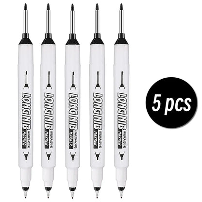 20mm Double-Tip Deep Hole Long Head Nib Markers For Metal Pen Waterproof Bathroom Woodworking Decoration Multi-Purpose - 5 pc