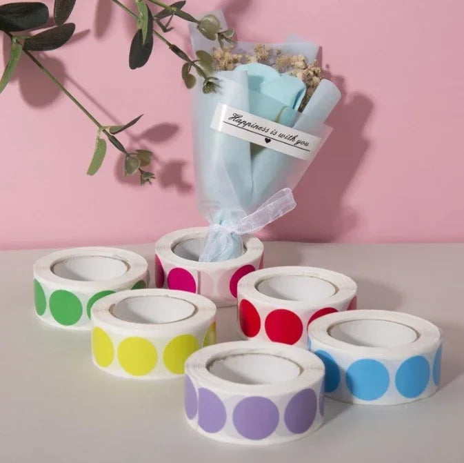 1000 PCS Color Dot Label Sticker Classification Mark Coated Paper Sticker Rolls Kawaii Stationery Aesthetic