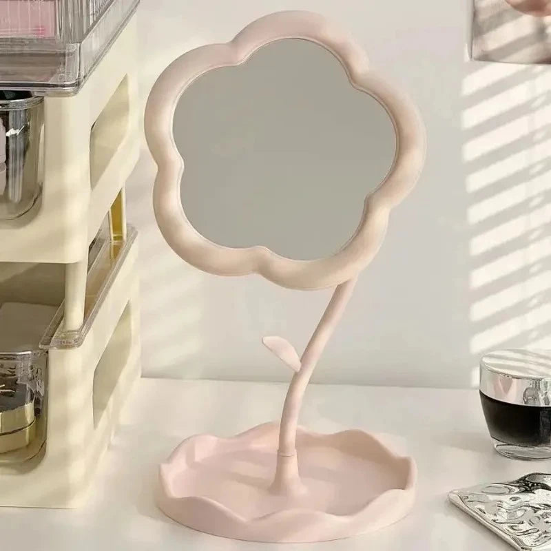 Mirror Desktop Flower Mirrors Creative Dormitory Desktop Online Celebrity Gao Yan Value Mirrors for Bedroom Home Decor Mirror