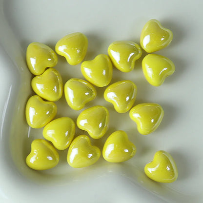 10pcs 12mm Heart Shape Shiny Glossy Ceramic Beads Porcelain Loose Spacer Beads for Jewelry Making DIY Bracelet Necklace Craft