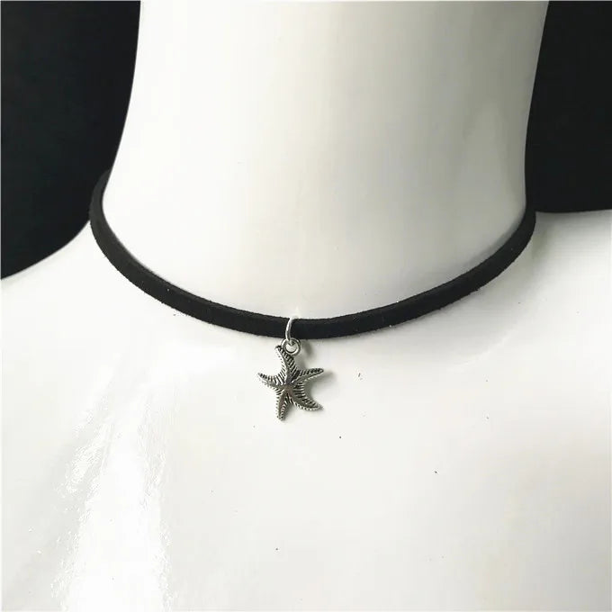 90's Inspired Gothic Lolita Punk Choker Necklace Black Velvet Suede Steampunk Torques Jewelry Statement Colar Christmas Gift 