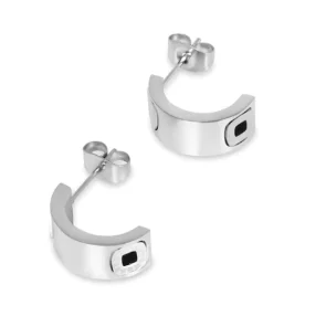 Hoop Earrings for Women Trendy Golden Stainless Steel Earring Jewelry New - D53 Silver