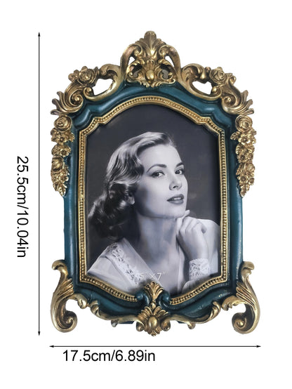1pc Vintage Picture Frame Luxury Ornate Antique Picture Photo Frame Vertical Wall Tabletop Decor Fashioned Art Decor Frame Go