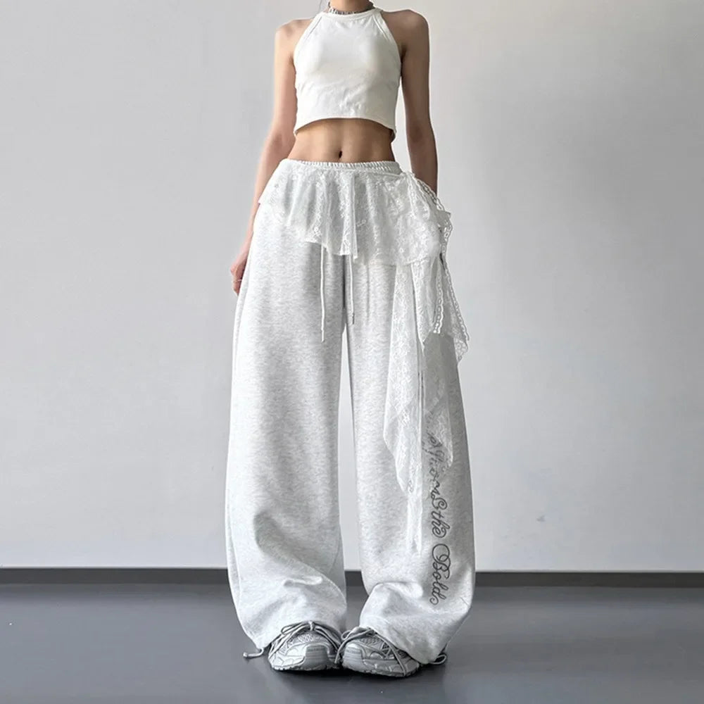Embroidered Flower Lace Mini Skirt Irregular Y2K Streetwear Ruched Skirts High Waist See Through Lace Up Ruffles Skirt - 6