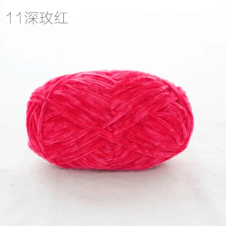 Pear Lustre Chenille Yarn 148Meters/Skein 2mm Thin Pleuche Wool Rope for Hand Crochet Dolls Shoes Materials - 11 Deep Rose