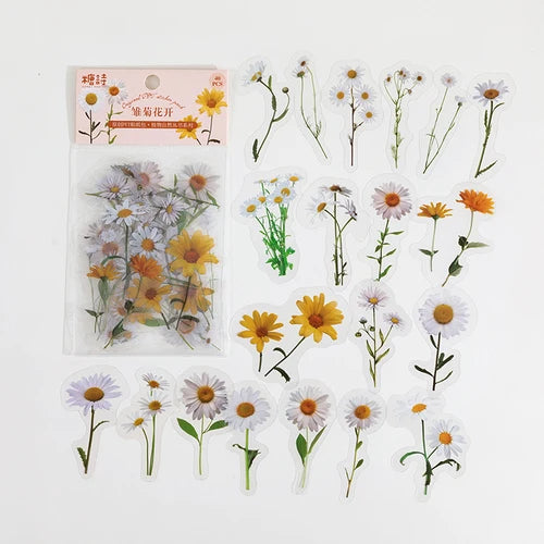 40pcs/bag Vintage Ginkgo leaves flowers PET sticker package DIY diary decoration sticker album scrapbooking