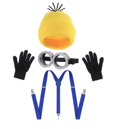 Disfraz disguise Funny Halloween Costume Accessories Adult,Goggles Glasses/Yellow Beanie/Gloves for Men Women Cosplay Party S