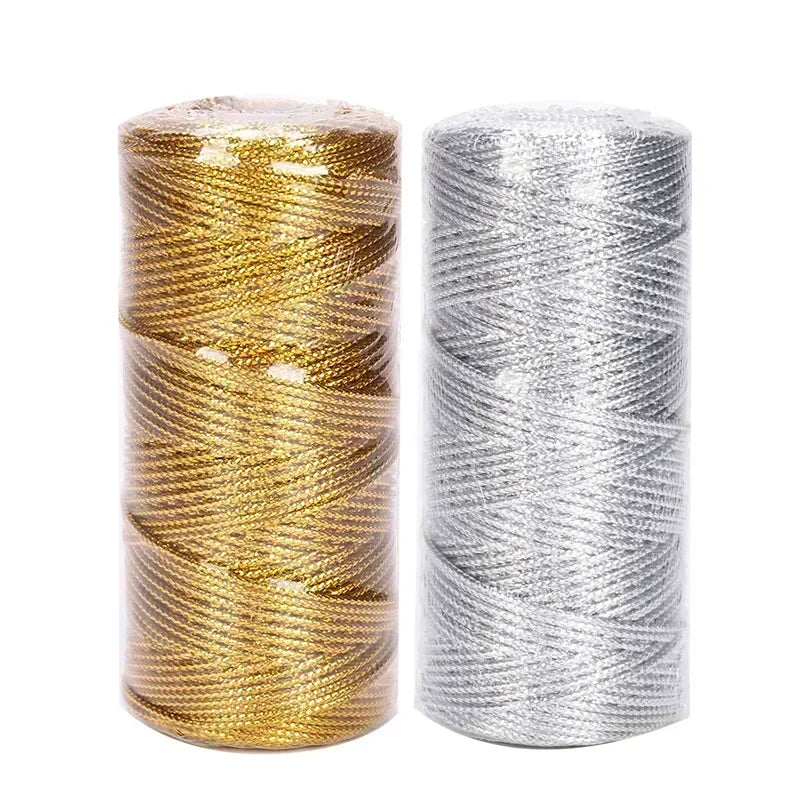 1.5mm 100M Gold Silver Macrame Cord Rope String for Sewing DIY Rope 100M Macrame Rope String for Sewing and Crafts Thread Twi