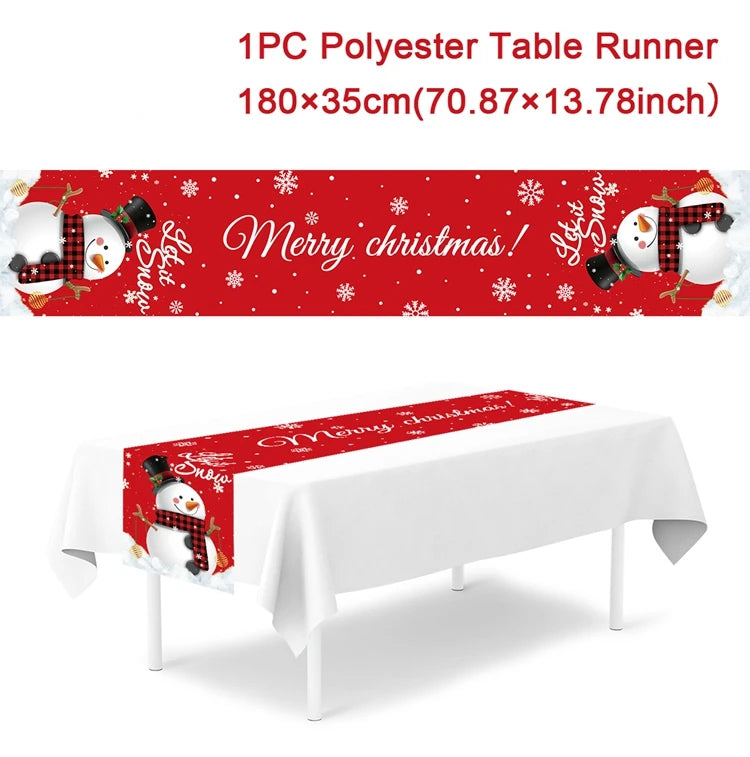 Christmas Table Runner Merry Christmas Decoration for Home Xmas Party Decor 2025 Navidad Notal Noel Ornament Happy New Year 2