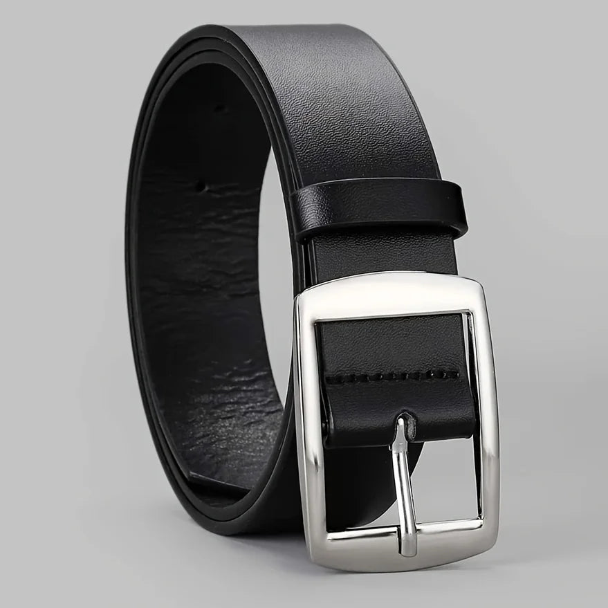 New Luxury Belt for Men PU Leather Belt Metal Pin Buckle Famous Brand Designer Waist Strap Belt for Jeans Plus Size - Black-2