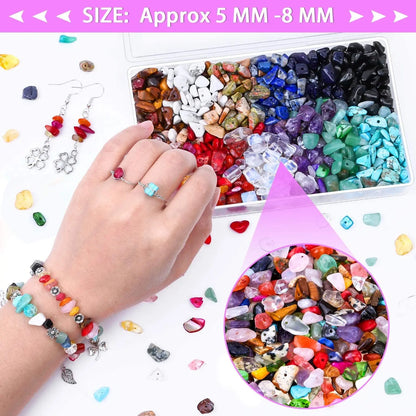 Natural Stone Chips Beads 3-5-8-12mm Irregular Gravel Beads For Jewelry Making Freeform Beads Diy Necklace Bracelet 15''