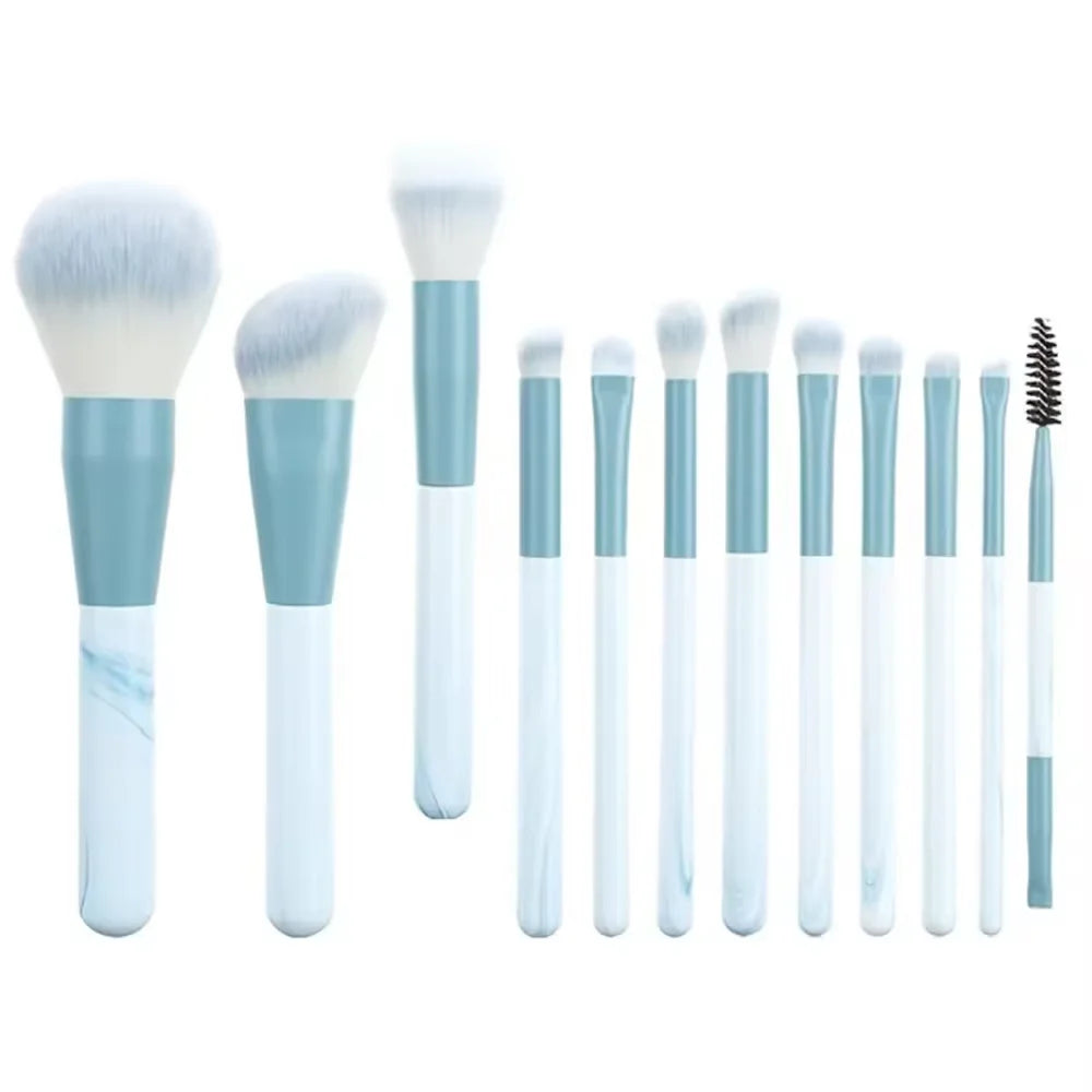 13 PCS Makeup Brushes Set Eye Shadow Foundation Women Cosmetic Brush Eyeshadow Blush Beauty Soft Make Up Tools Bag - SKY BLUE