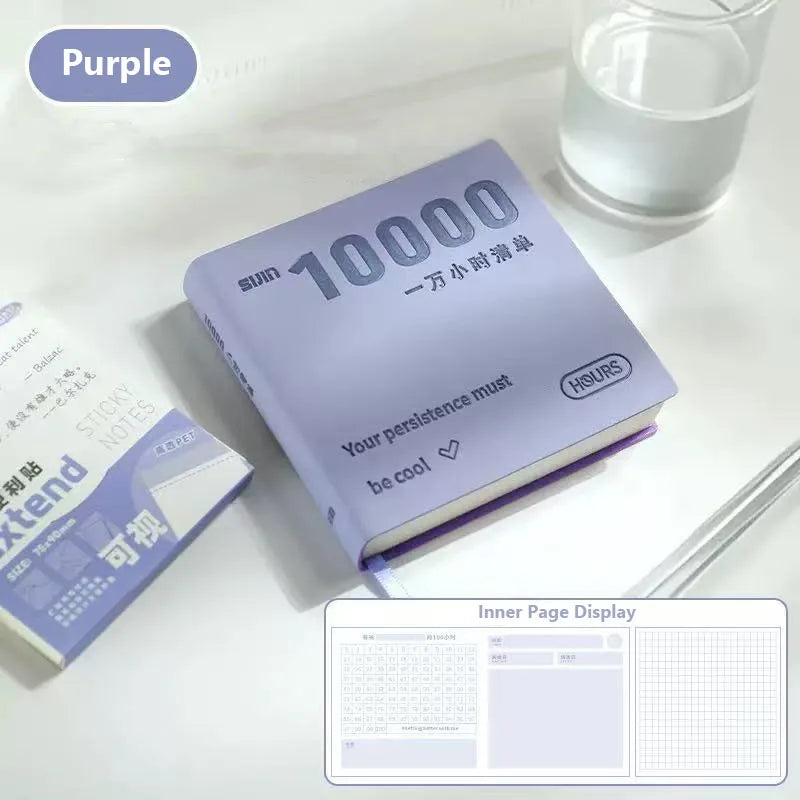 Self-Discipline Checklist Notepad Pocket Diary 10000 Hours Journal Notebooks Note Book Office School Supplies - Purple