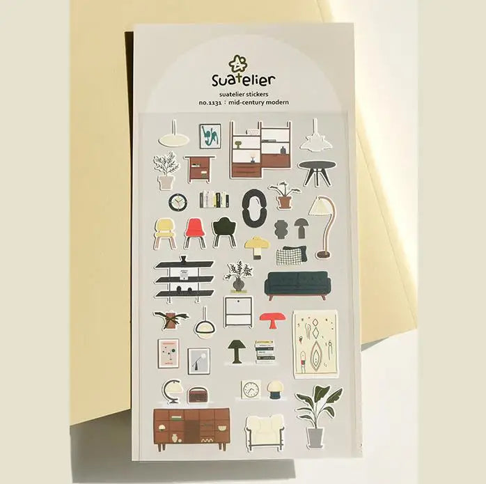 Korean Suatelier Stickers Cute Home Style Scrapbooking DIY Junk Journal Diary Stationery Deco Sticker Handiwork Craft Supplie