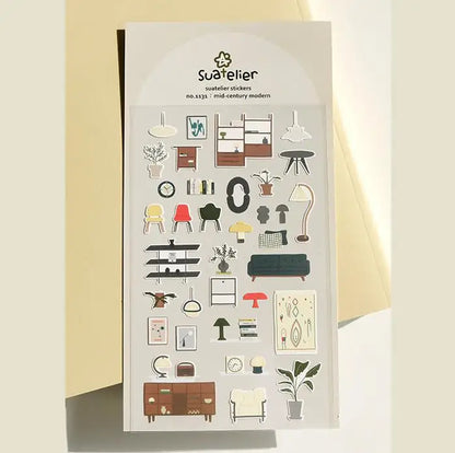 Korean Suatelier Stickers Cute Home Style Scrapbooking DIY Junk Journal Diary Stationery Deco Sticker Handiwork Craft Supplie