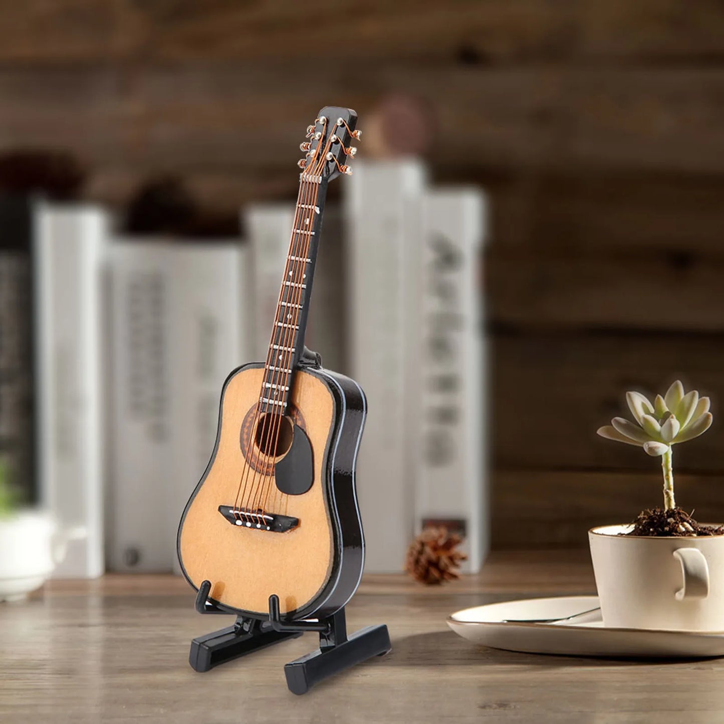 Guitar Model Decor Mini Guitar Display Miniature Wooden Guitar Model Display Mini Ornaments Craft Home Decor Mini Guitar Mode