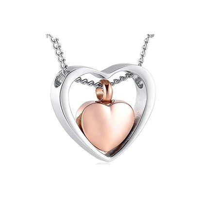 Cremation jewelry double heart ashes necklace 4 colors ashes pendant keepsake waterproof ashes holder jewelry-custom engravin