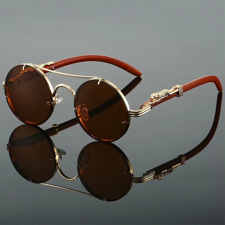 Vintage Round Sunglasses Men Fashion Double Bridge Multicolor Shades Women Retro Trendy Brand Luxury Design Sun Glasses